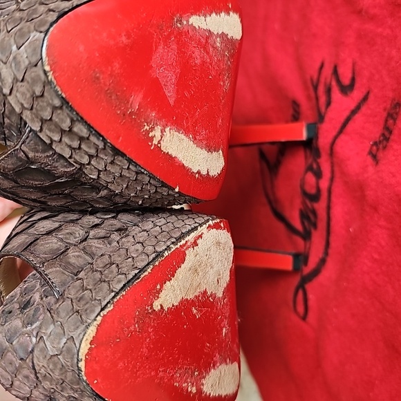Louboutin Python Peep-Toe Heels - Picture 10 of 13